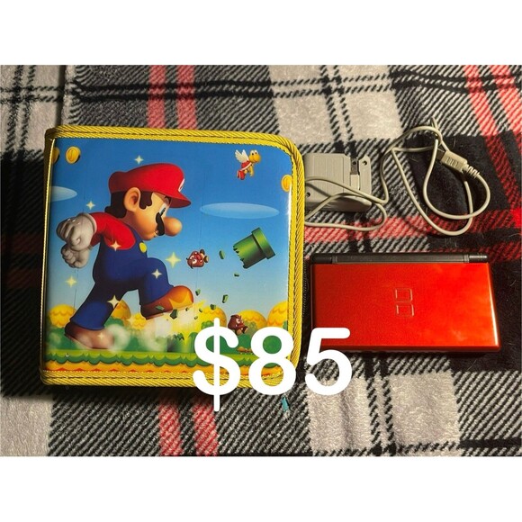 Retro Nintendo DS Lite Crimson Handheld System Red/Black portable entertainment
